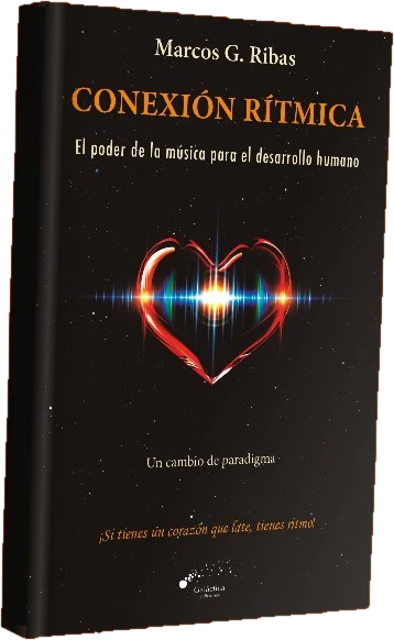 Portada del libro Conexión Rítmica, de Marcos G. Ribas: un corazón de luz sobre fondo negro.